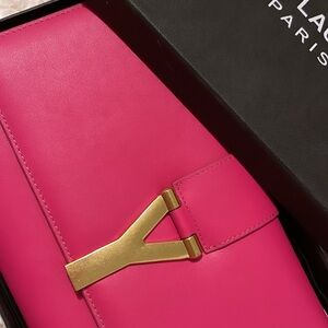 Saint Laurent 'Y' Fuschia Large Leather Clutch, YSL1040
